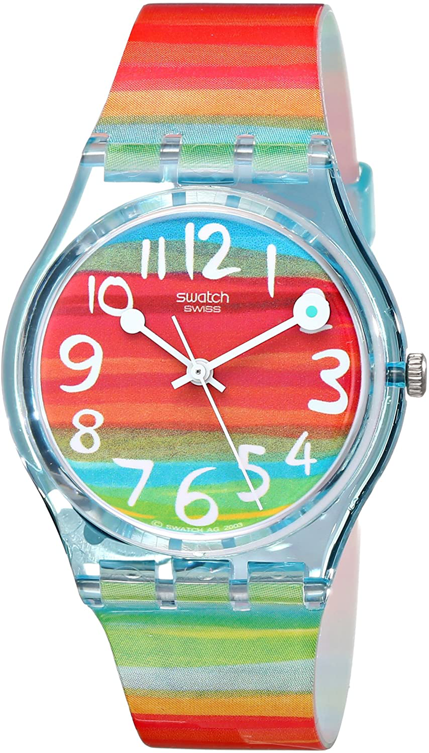 Swatch Unisex-Adult'S None Quartz Plastic Strap, Red, 18 Casual Watch (Model: GS124), Blue,