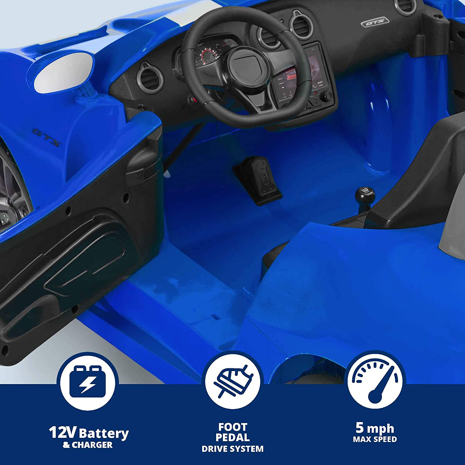 Kid Trax Dodge Viper SRT Convertible Toddler Ride on Toy, Ages 3 - 7 Years Old, 12 Volt Battery, Max Weight of 130 Lbs, Two Seater, Working Lights, Blue