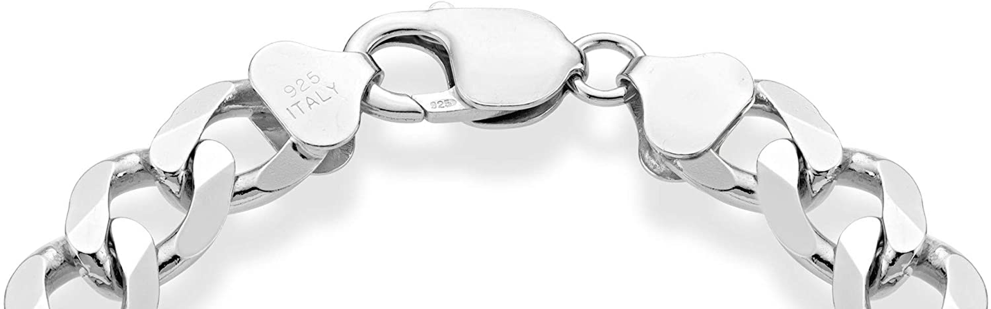 Miabella 925 Sterling Silver Italian 11Mm Solid Diamond-Cut Figaro Link Chain Bracelet for Men 7.5, 8, 9 Inch Made in Italy