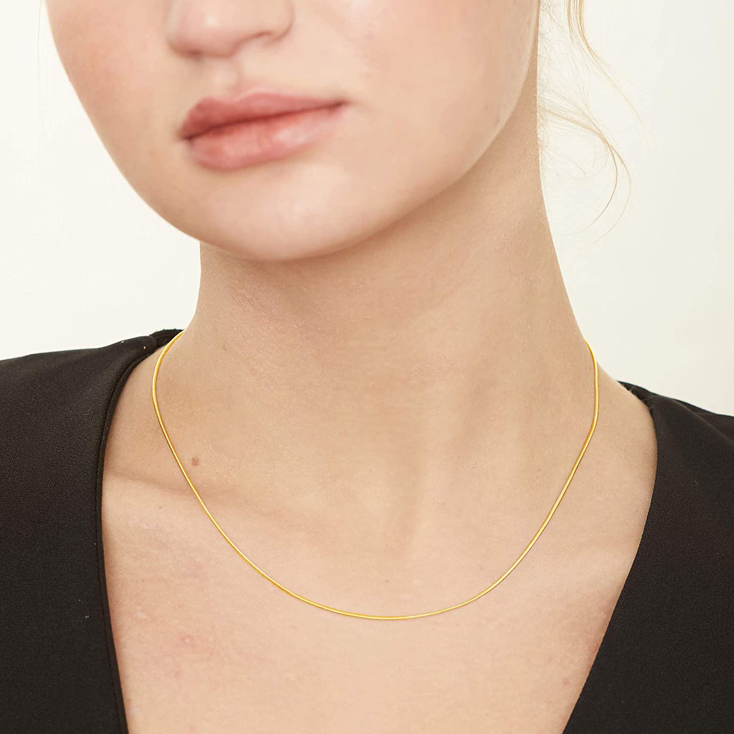 KISPER Gold over Stainless Steel 0.9Mm Thin Snake Chain Necklace