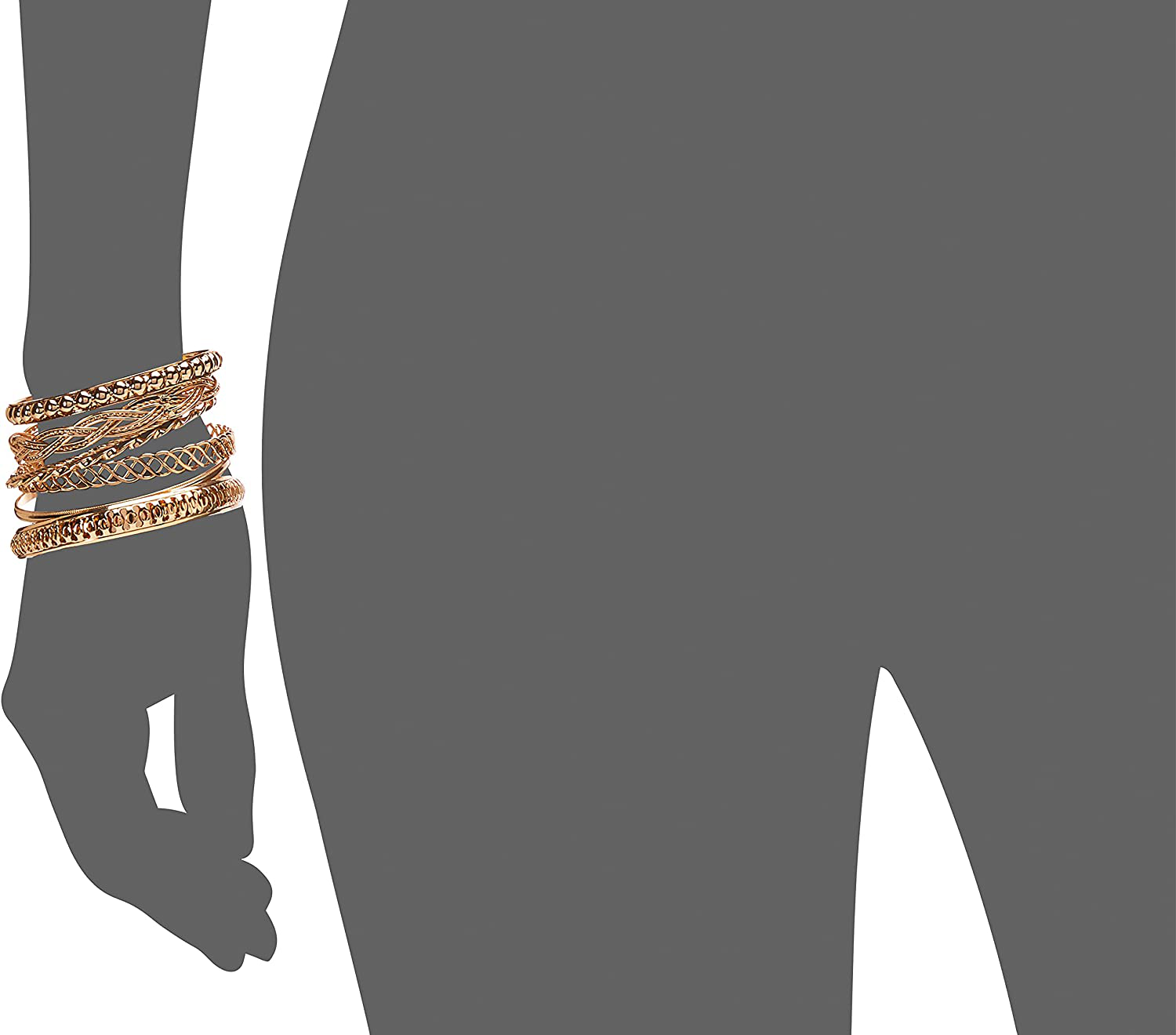 GUESS "Basic" Gold 7 Piece Mixed Bangle Bracelet