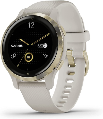 Garmin Venu 2S, Smaller-Sized GPS Smartwatch with Advanced Health Monitoring and Fitness Features, Light Gold Bezel with Tan Case and Silicone Band