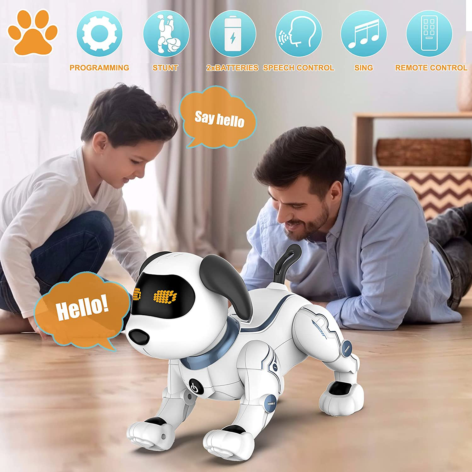Robot Dog Toy for Kids, OKK Remote Control Robot Toy Dog and Programmable Toy Robot, Smart Dancing Walking RC Robot Puppy, Interactive Voice Control Toys, Electronic Pets Gift for Boys Girls
