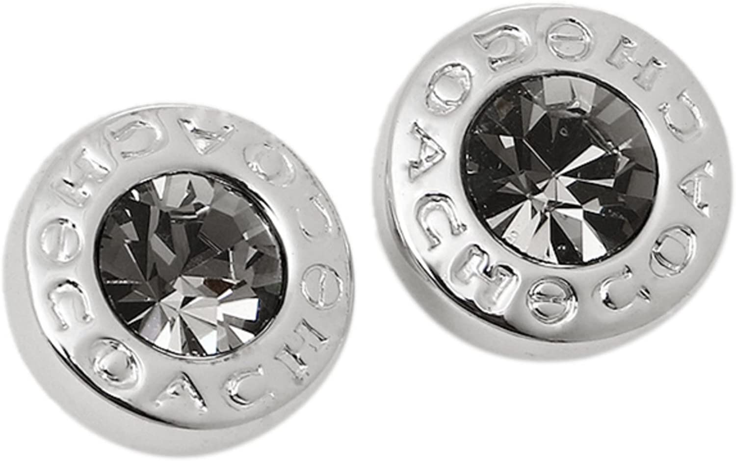 Coach OPEN CIRCLE STONE STRAND EARRINGS SILVER