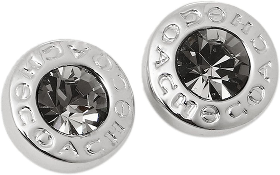 Coach OPEN CIRCLE STONE STRAND EARRINGS SILVER