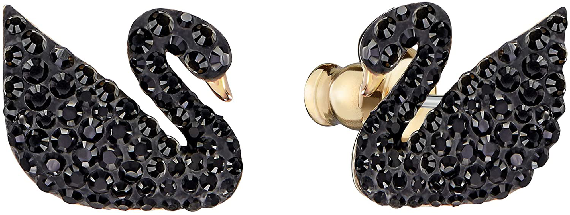 SWAROVSKI Women'S Iconic Swan Jewelry Collection, Rose Gold Tone Finish, Black Crystals