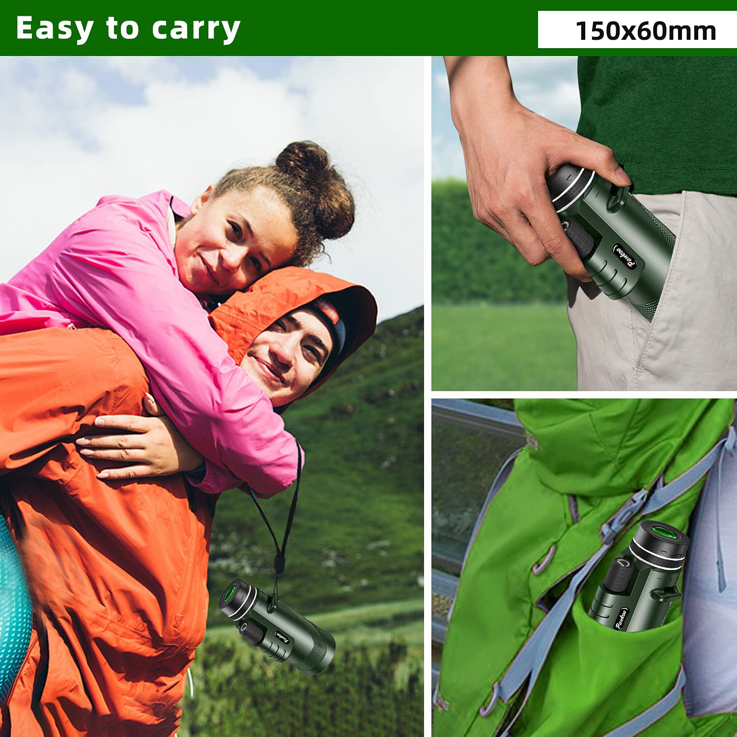 Pankoo 40X60 Monocular Telescope with Smartphone Holder & Tripod, 2021 Power Prism Compact Monoculars for Adults Kids HD Monocular Scope for Bird Watching Hunting Hiking Concert Travelling