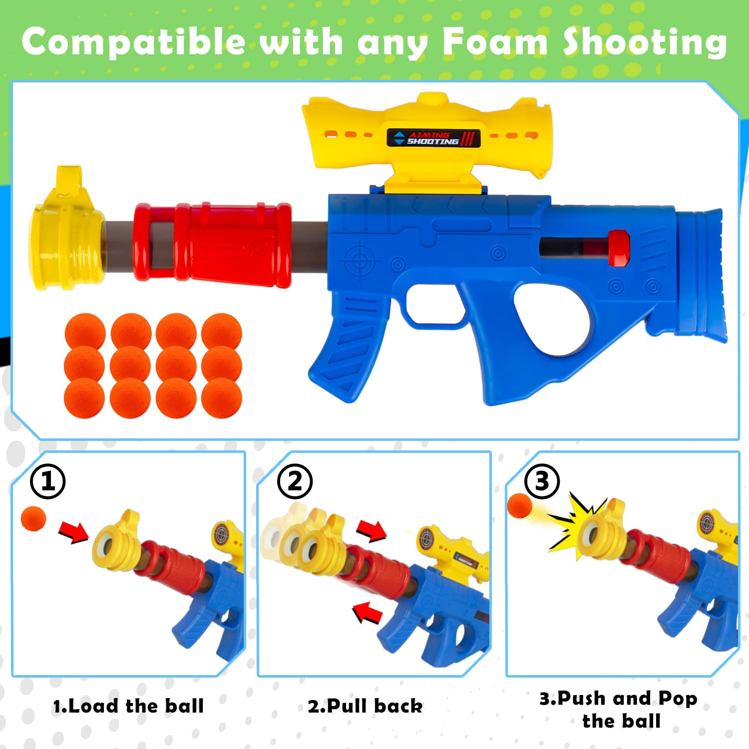 Moving Shooting Games Toy for Age 5 6 7 8 9 10 and up Years Old Boys, 24 Foam Balls & 2Pk Foam Ball Popper Air Toy Guns with Electronic Running Standing Shooting Target, Ideal Gifts Indoor Outdoor Toy