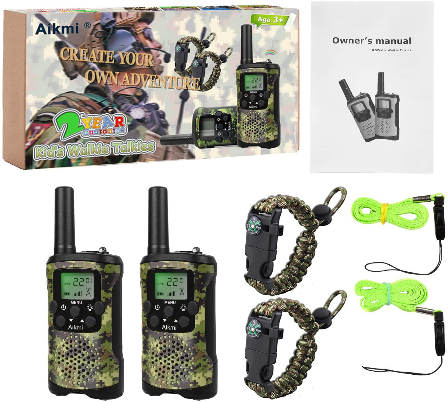 Walkie Talkies for Kids 22 Channel 2 Way Radio 3 Miles Long Range Handheld Walkie Talkies Durable Toy Best Birthday Gifts for 6 Year Old Boys and Girls Fit Adventure Game Camping (Green Camo 1)