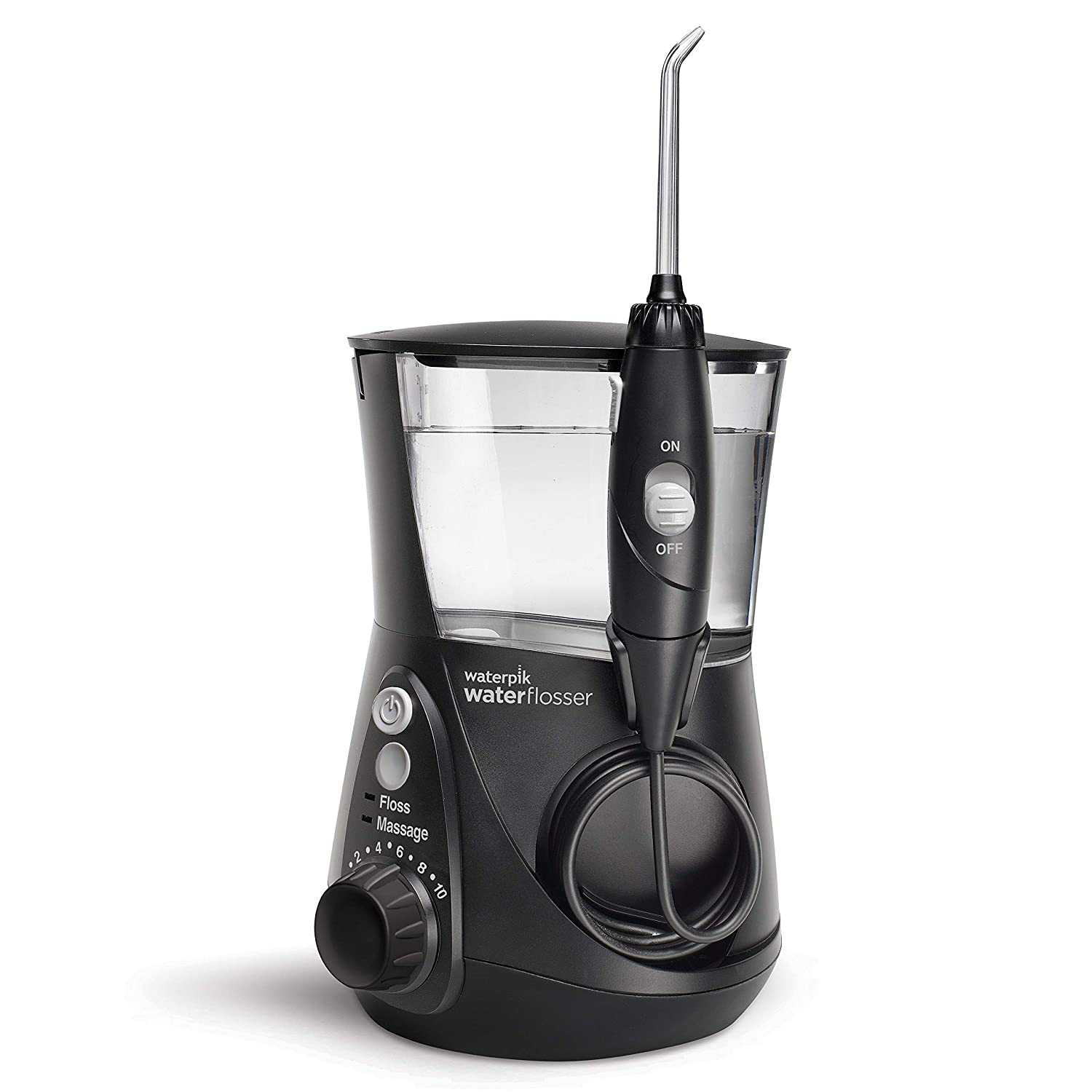 Waterpik Aquarius Water Flosser Professional for Teeth, Gums, Braces, Dental Care, Electric Power with 10 Settings, 7 Tips for Multiple Users and Needs, ADA Accepted, Black WP-662