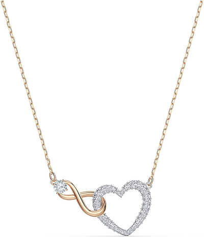 SWAROVSKI Women'S Infinity Heart Jewelry Collections, Rose Gold Tone & Rhodium Finish, Clear Crystals