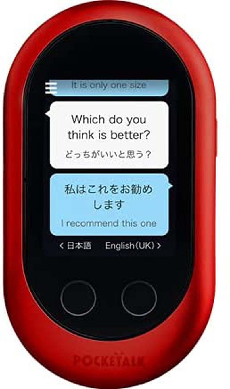 Pocketalk Classic Language Translator Device - Portable Two-Way Voice Interpreter - 82 Language Smart Translations in Real Time (Red)