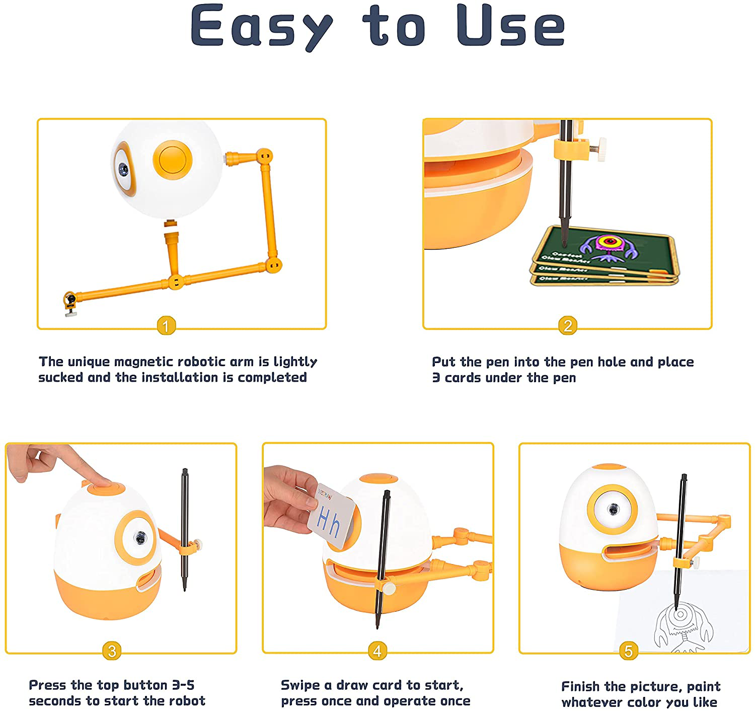 WEDRAW Learning Educational Robot Toys for 3 4 5 Year Old Kids,Interactive Talking Drawing Robot Teach Math Sight Words Preschool Kindergarten Learning Activities Toy Gift for Girls and Boys Age 3-5