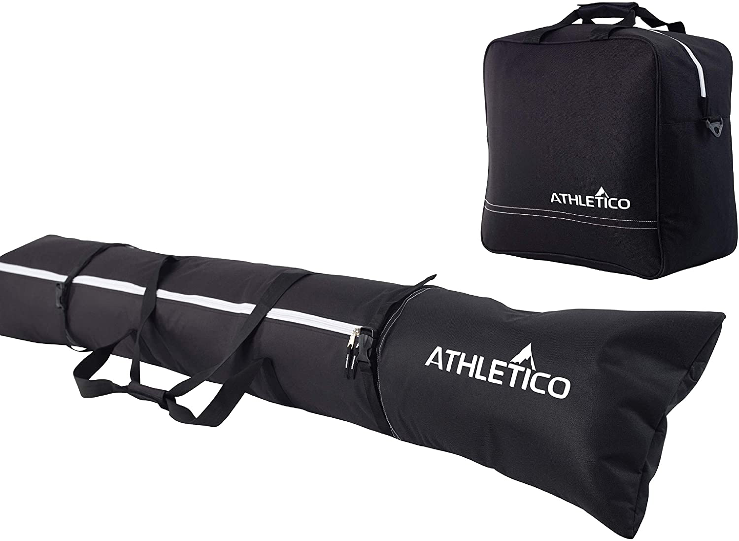 Athletico Padded Two-Piece Ski and Boot Bag Combo | Store & Transport Skis up to 200 Cm and Boots up to Size 13 | Includes 1 Padded Ski Bag & 1 Padded Ski Boot Bag