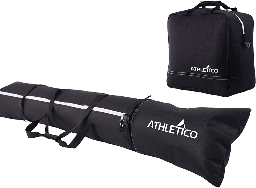 Athletico Padded Two-Piece Ski and Boot Bag Combo | Store & Transport Skis up to 200 Cm and Boots up to Size 13 | Includes 1 Padded Ski Bag & 1 Padded Ski Boot Bag