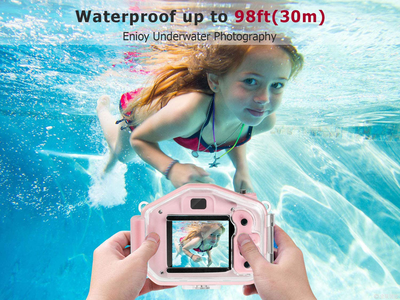 Agoigo Kids Waterproof Camera Toys for 3-12 Year Old Boys Girls Christmas Birthday Gifts Children'S HD Video Digital Action Cameras Child Indoor Outdoor Toddler Camera, 2 Inch Screen (Pink)