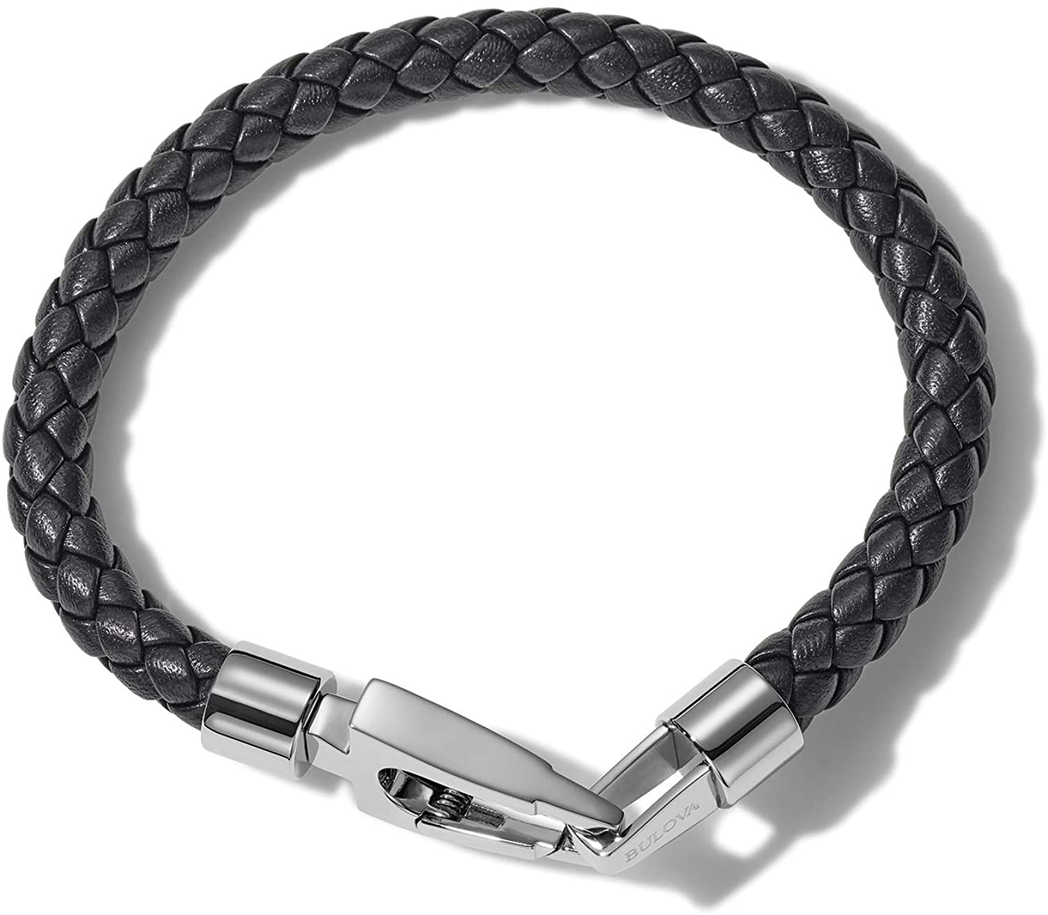 Bulova Mens Marine Star Leather Bracelet, Black, Medium, J96B029M