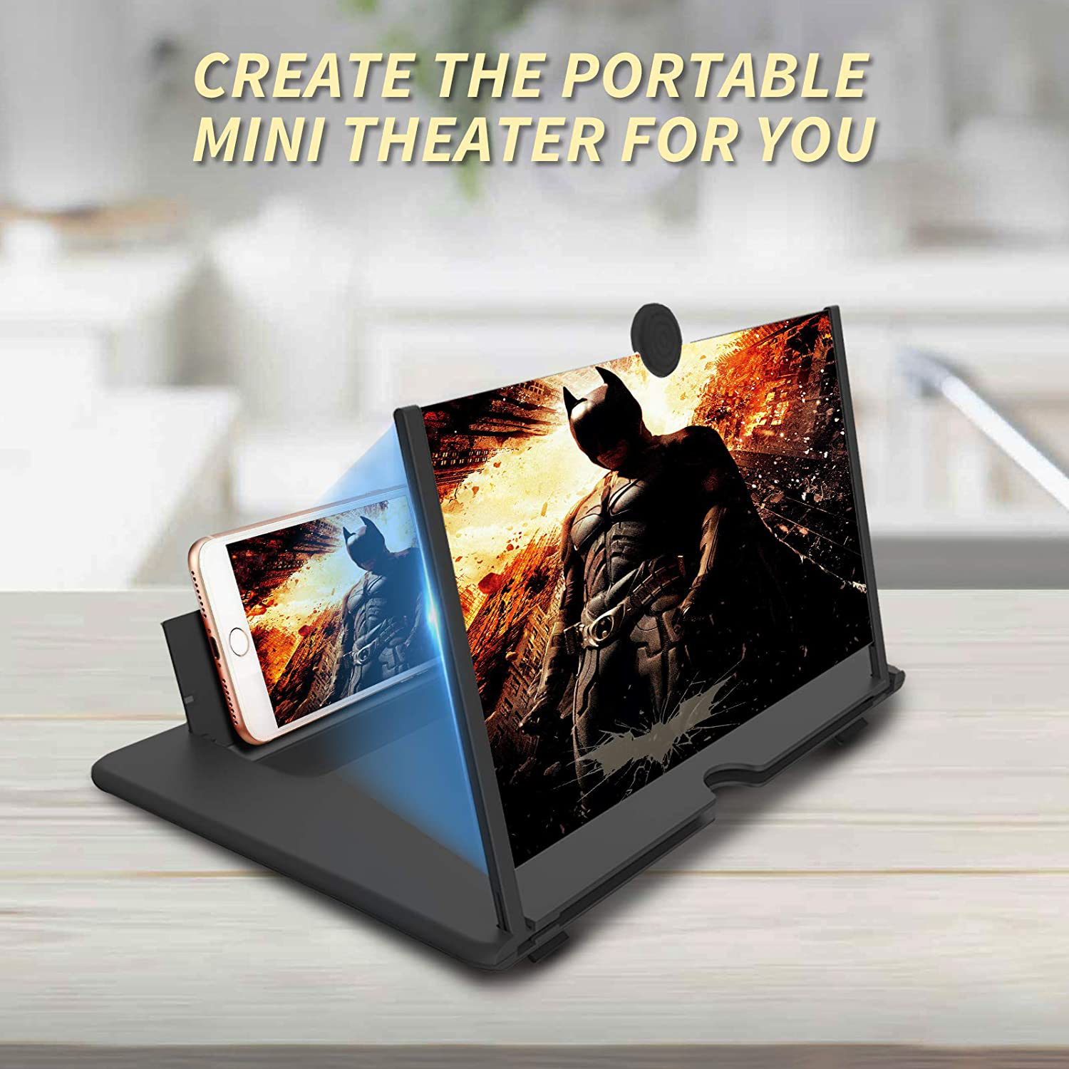 14 Inch Screen Magnifier for Cell Phone 3D Magnifier Screen Enlarger for Movies,Videos,Reading,Gaming-Screen Amplifie with Foldable Phone Stand Holder.Compatible with All Smartphones -Black