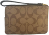 Coach Signature PVC Leather Corner Zip Wristlet F58035 - Khaki/Black, Small