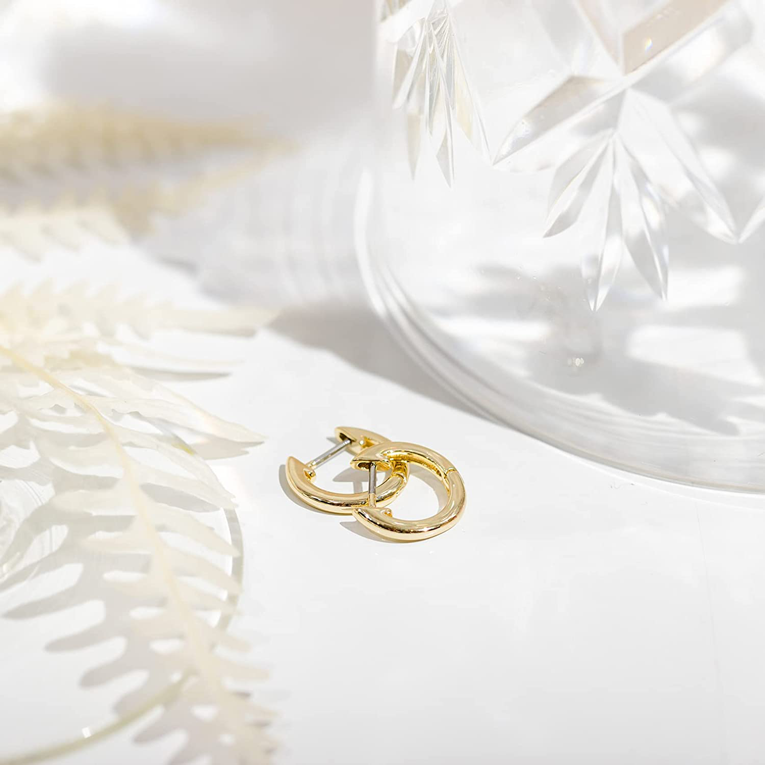 PAVOI 14K Gold Plated Cuff Earrings Huggie Stud | Small Hoop Earrings for Women