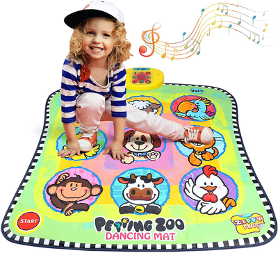 Rhfugui Dance Mat, Kids Musical Mats, Dance Pad with LED Lights, Adjustable Volume, Built-In Music, Games for Girls with 3 Challenge Levels,The Birthday Gift Toy for Girls & Boys over 3 Years
