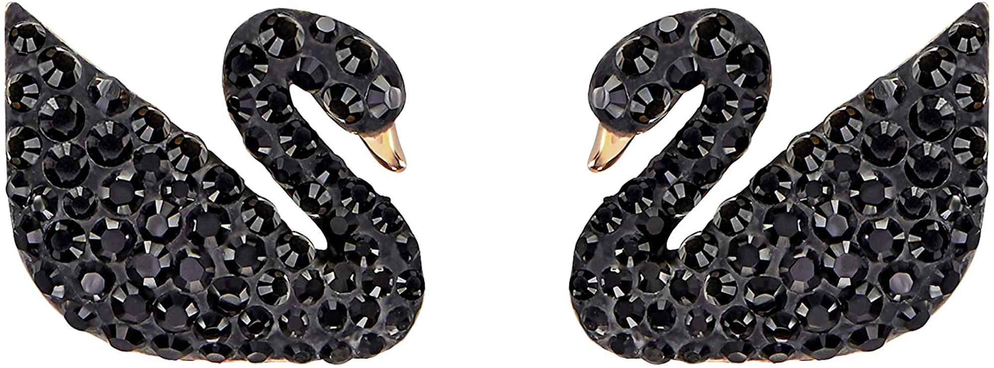 SWAROVSKI Women'S Iconic Swan Jewelry Collection, Rose Gold Tone Finish, Black Crystals