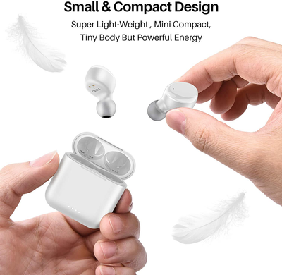 TOZO T6 True Wireless Earbuds Bluetooth Headphones Touch Control with Wireless Charging Case IPX8 Waterproof Stereo Earphones In-Ear Built-In Mic Headset Premium Deep Bass for Sport White
