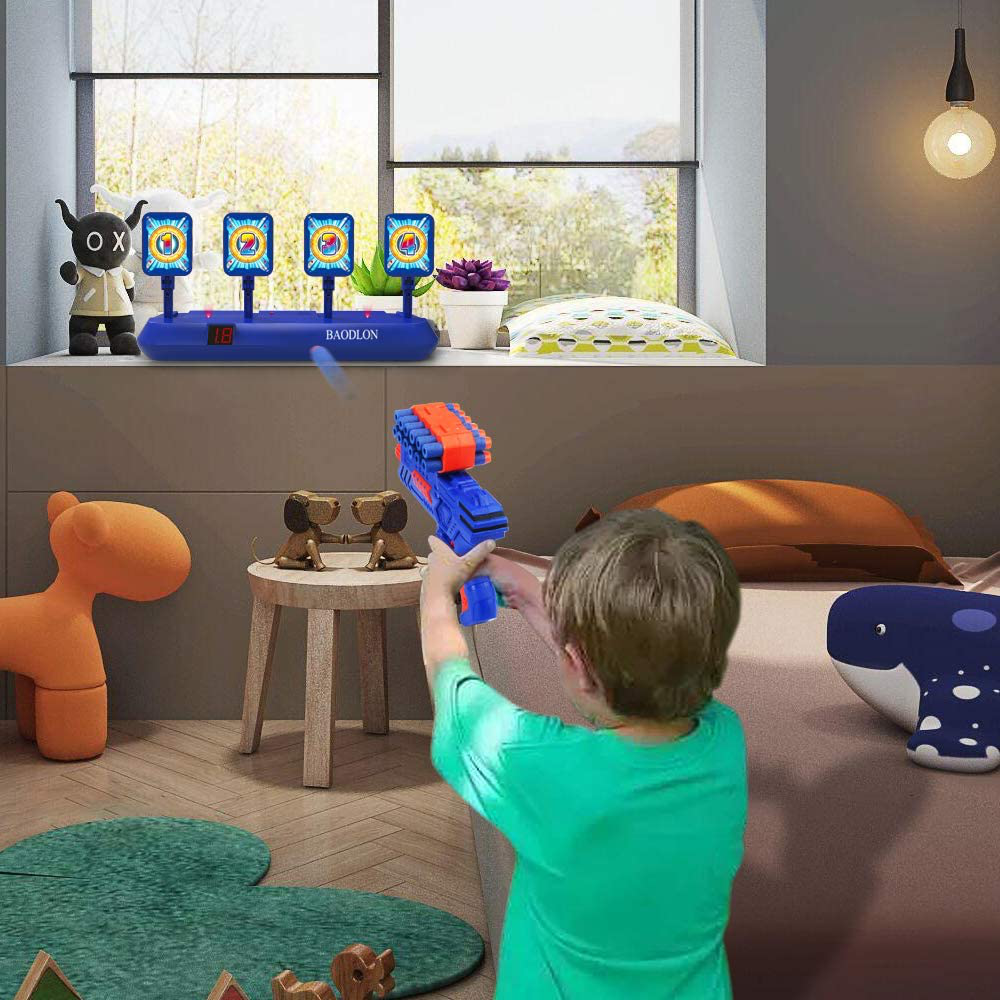 BAODLON Digital Shooting Targets with Foam Dart Toy Gun, Electronic Scoring Auto Reset 4 Targets Toys, Fun Toys for Age of 5, 6, 7, 8, 9, 10+ Years Old Kids, Boys & Girls, Compatible with Nerf Toys
