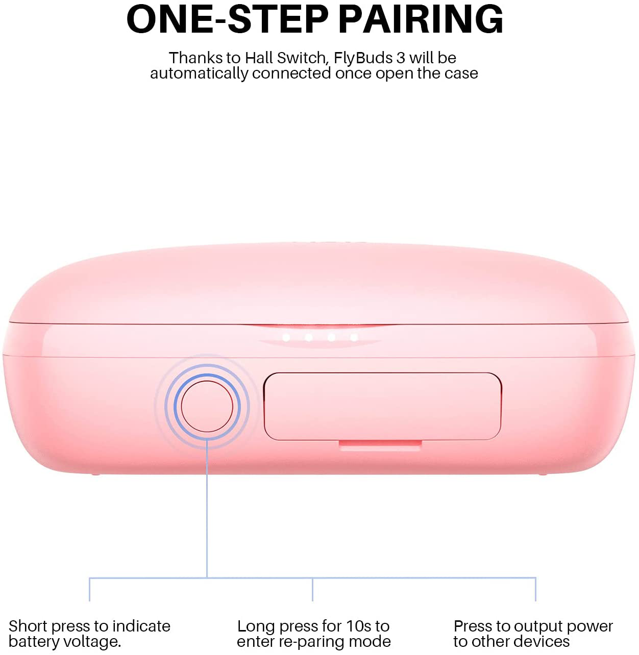 Earbuds, 100H Playtime Tribit IPX8 Bluetooth5.0 Deep Bass Bluetooth Earbuds Touch Control Headphones with Mic Earphone In-Ear Wireless Earbuds for Iphone Android Flybuds 3 Pink, Bluetooth Headphones