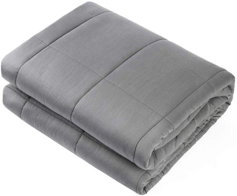 Adult Weighted Blanket Queen Size（15Lbs 60"X80"） Heavy Blanket with Premium Glass Beads, (Dark Grey) Waowoo
