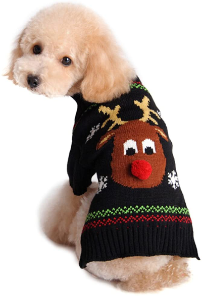 NACOCO Rudolph the Red Nosed Reindeer Sweater Pet Holiday Clothes Cat Sweater Dog Sweater Winter Clothing Teddy Poodle Autumn Winter Clothes Dog Clothes