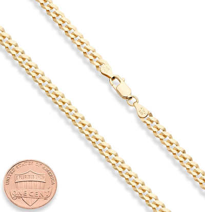 Miabella Solid 18K Gold over Sterling Silver Italian 5Mm Diamond-Cut Cuban Link Curb Chain Necklace for Women Men, 16, 18, 20, 22, 24, 26, 30 Inch 925 Sterling Silver Made in Italy