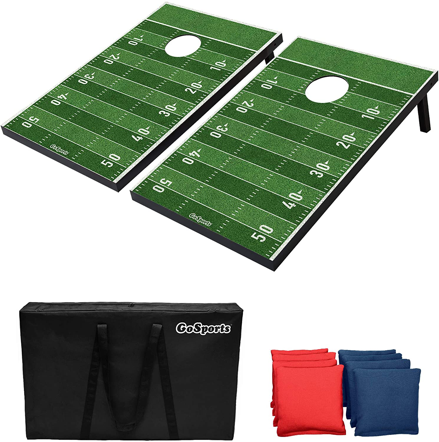 Gosports Classic Cornhole Set – Includes 8 Bean Bags, Travel Case and Game Rules (Choice of Style)