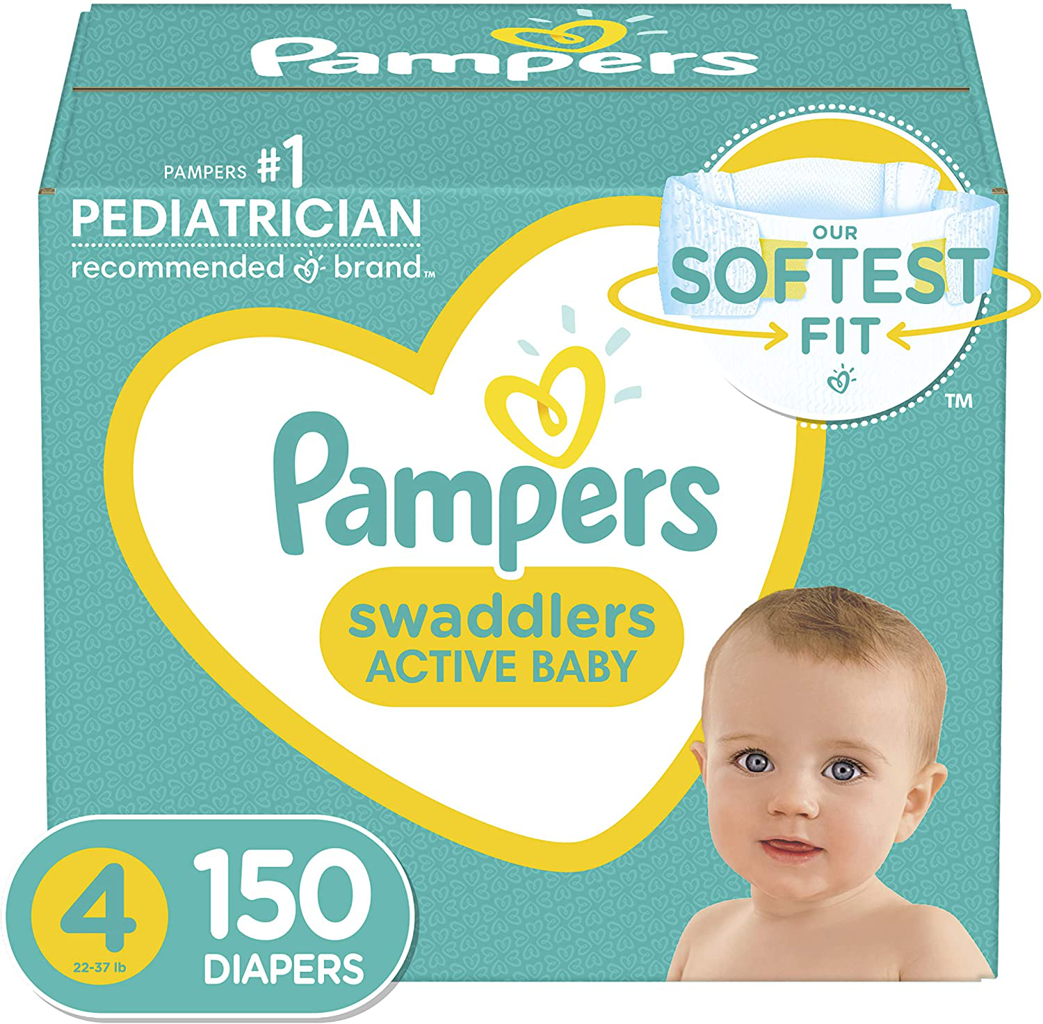 Diapers Size 4, 150 Count - Pampers Swaddlers Disposable Baby Diapers, ONE MONTH SUPPLY (Packaging May Vary)