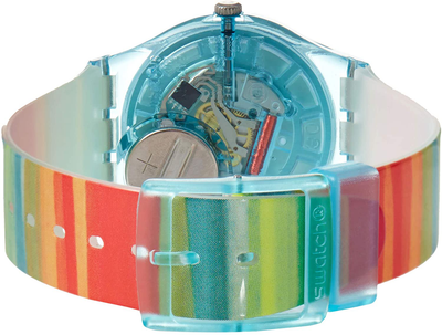 Swatch Unisex-Adult'S None Quartz Plastic Strap, Red, 18 Casual Watch (Model: GS124), Blue,