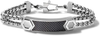 Bulova Mens Precisionist Stainless Steel Double-Chain Black Carbon Fiber Inlay ID Link Bracelet (Model J96B004M), Silver-Tone, Medium
