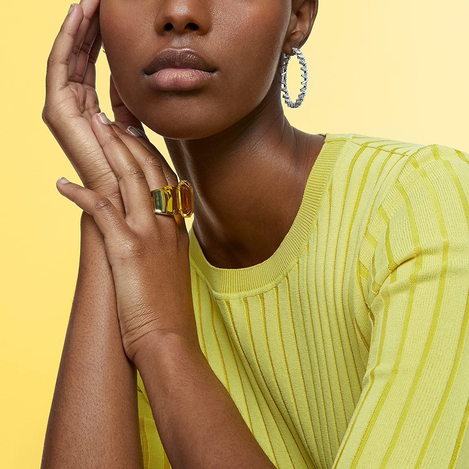 SWAROVSKI Millenia Crystal Earring Collection, Single Ear Cuff, Earrings Pair, Rhodium Finish, Clear Crystals