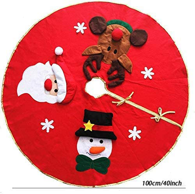 Amerzam Christmas Tree Skirt Mat Christmas Holiday Party Decoration (RED)