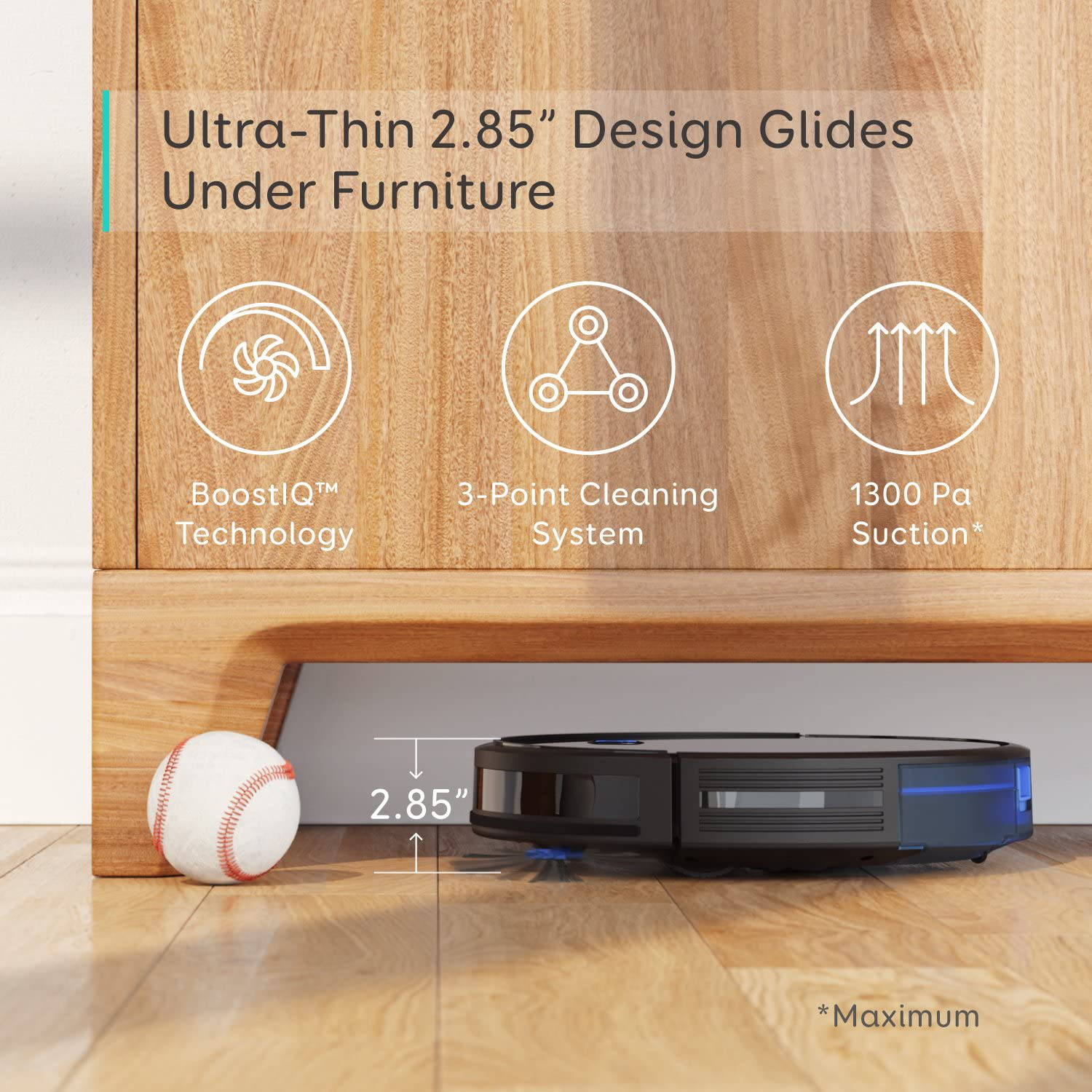 Eufy by Anker, Boostiq Robovac 11S (Slim), Robot Vacuum Cleaner, Super-Thin, 1300Pa Strong Suction, Quiet, Self-Charging Robotic Vacuum Cleaner, Cleans Hard Floors to Medium-Pile Carpets