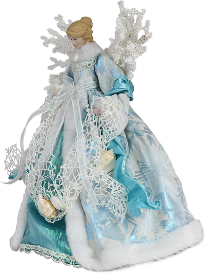 14" Inch Standing Aqua Angel Christmas Tree Topper or Table Top 148510