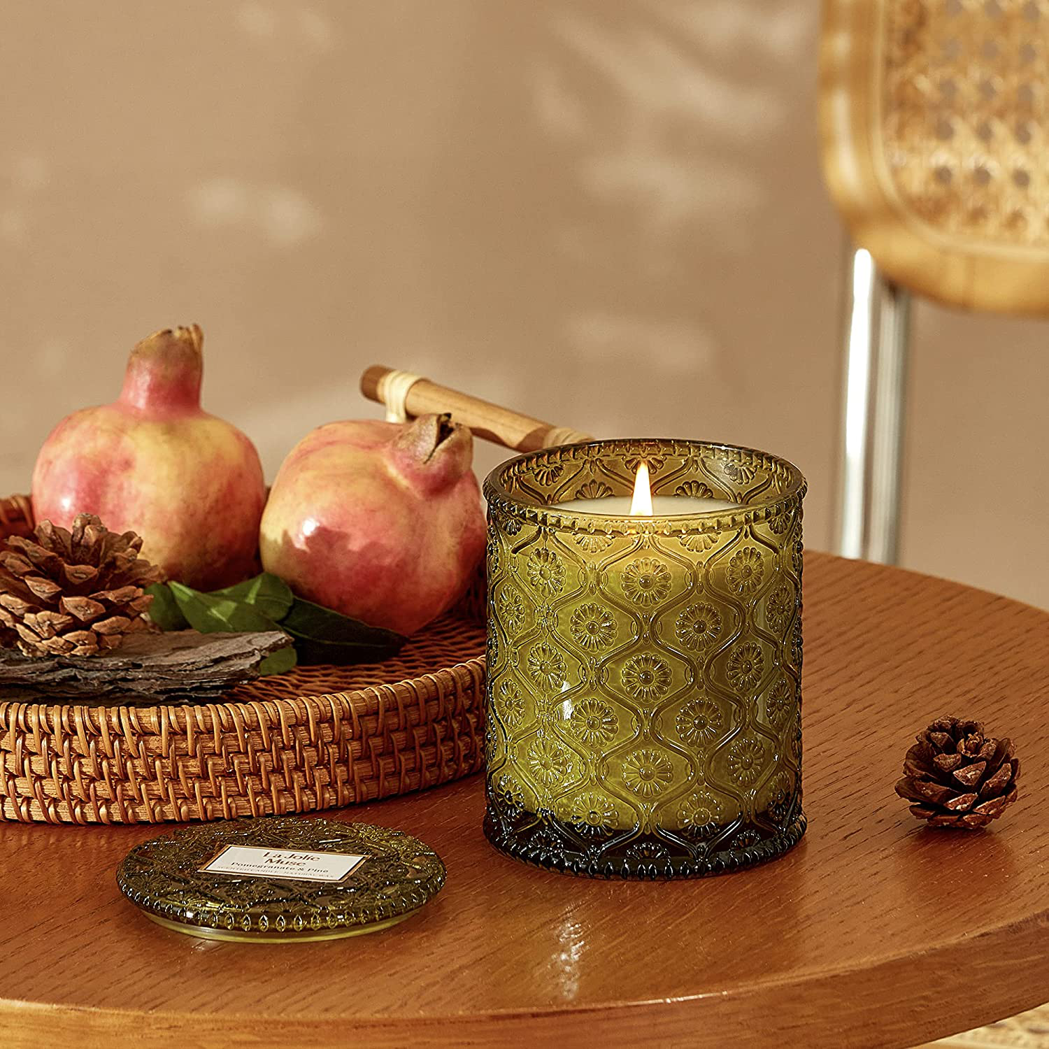 LA JOLIE MUSE Pine Scented Candle, Christmas Candle, Holiday Candle Gifts, Pomegranate Scented Candle, 55 Hours Long Burning, 8.1 OZ