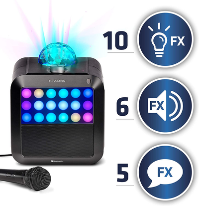 Portable Karaoke Machine - SINGSATION Star Burst - System Comes W/ 2 Mics, Room-Filling Light Show, Retro Light Panel & Works via Bluetooth - No Cds Required - Youtube Your Favorite Karaoke Songs
