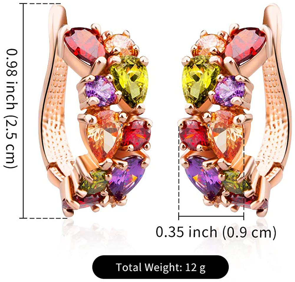 Bamoer Mona Lisa Multicolored Swarovski Elements Crystal Fashion Bridal Jewelry Sets Necklace and Earrings and Bracelet and Ring for Women Girls (Only Earring)-Ideal Valentine’S Day Gift…