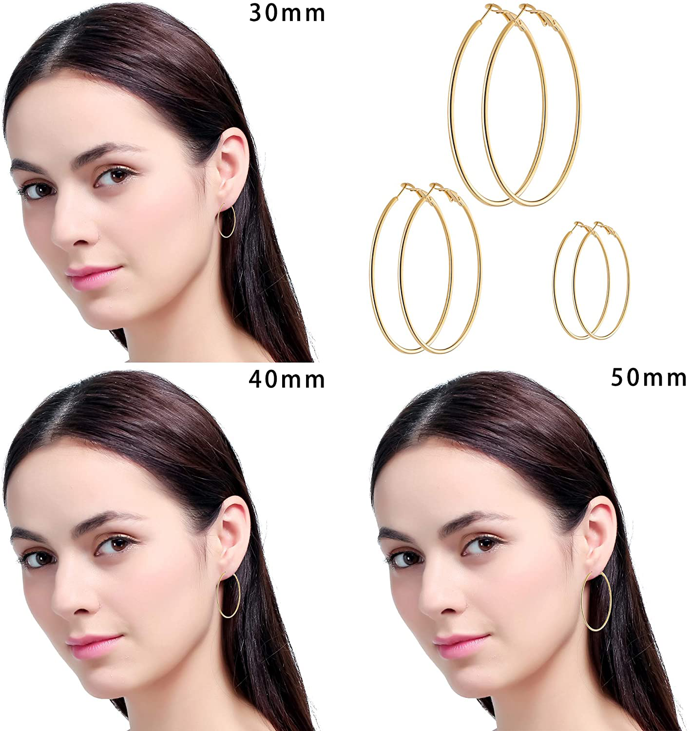 Hoop Earrings for Women Girls, Stainless Steel Hypoallergenic Geometric Hoops Women'S Earrings Loop Earrings Set