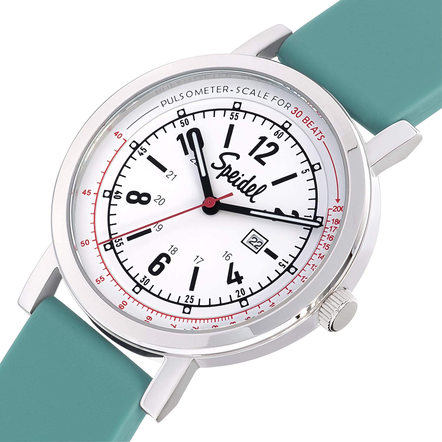 Speidel Scrub 30 Medical Watch - Pulsometer, Date Window, 24 Hour Marks, Second Hand, Luminous Hands