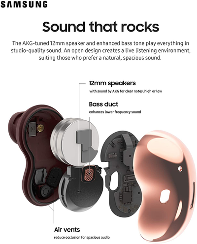 SAMSUNG Galaxy Buds Live True Wireless Earbuds US Version Active Noise Cancelling Wireless Charging Case Included, Mystic Bronze