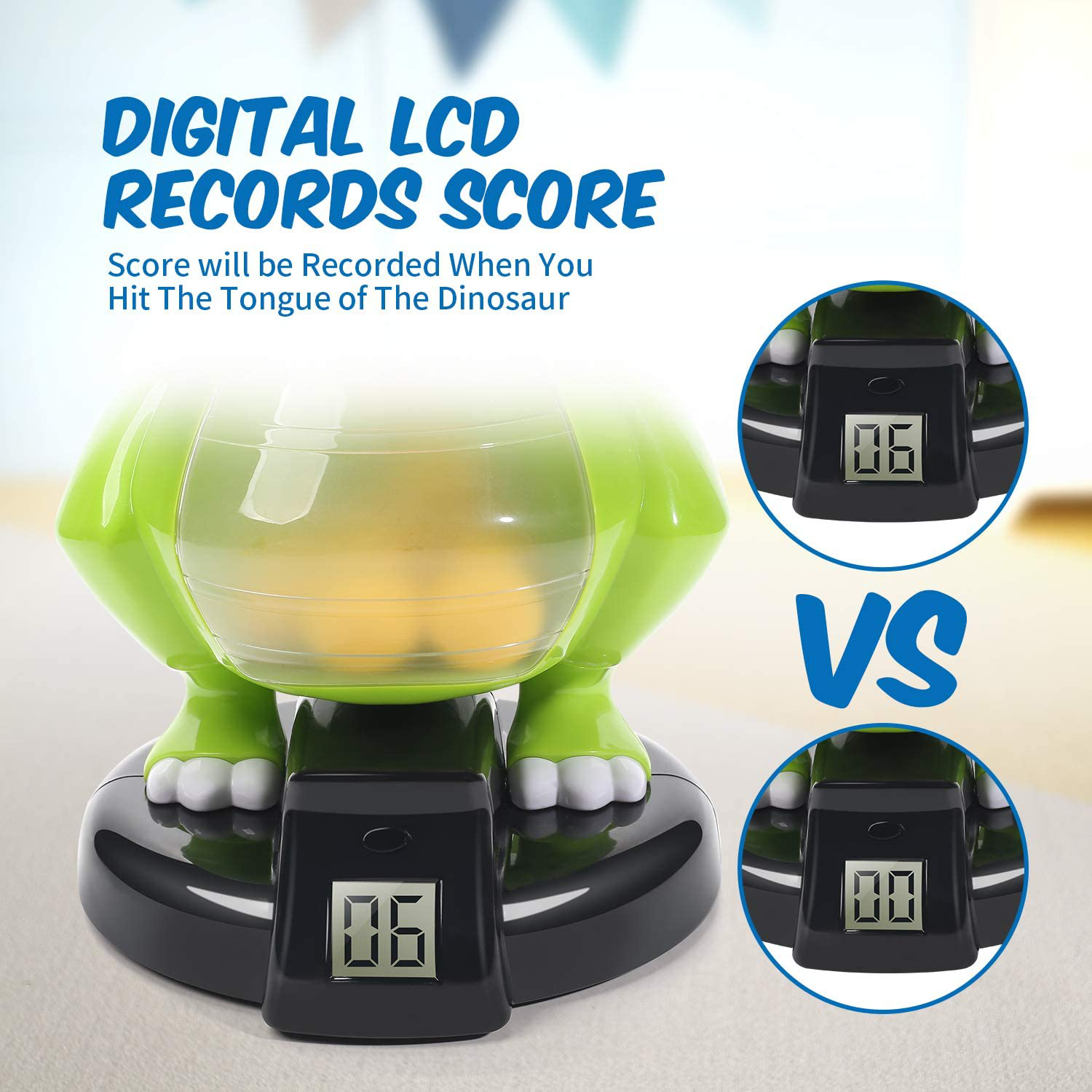 Eaglestone Dinosaur Shooting Toys for Boys, Kids Target Shooting Games W/ Air Pump Gun Birthday Party Supplies & LCD Score Record, Sound, 24 Foam Balls Electronic Target Practice Gift for Toddlers