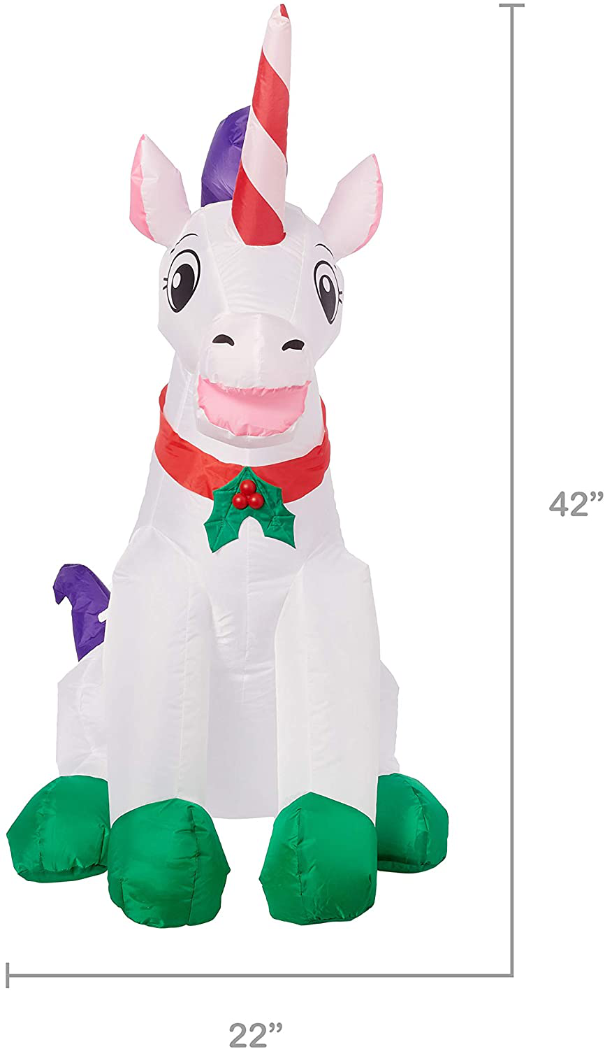 Gemmy Inflatable 3.5 FT Tall Christmas Unicorn Indoor/Outdoor Holiday Decoration