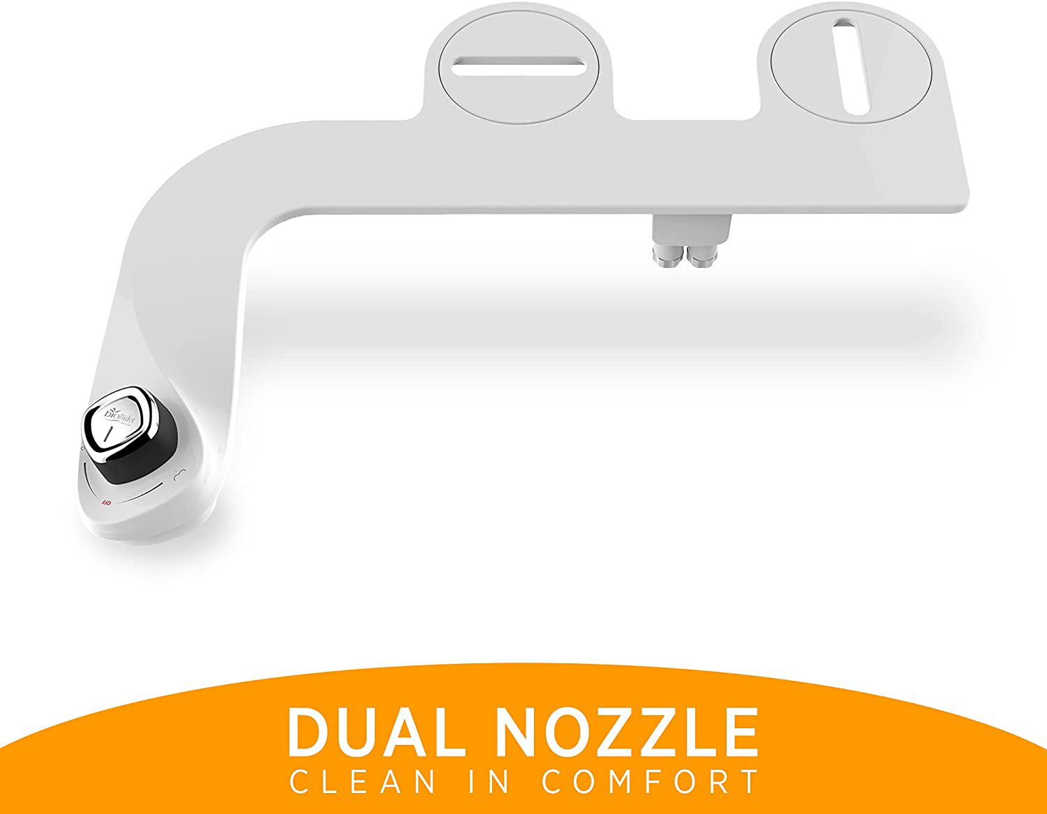 Slimedge Simple Bidet Toilet Attachment in White with Dual Nozzle, Fresh Water Spray, Non Electric, Easy to Install, Brass Inlet and Internal Valve