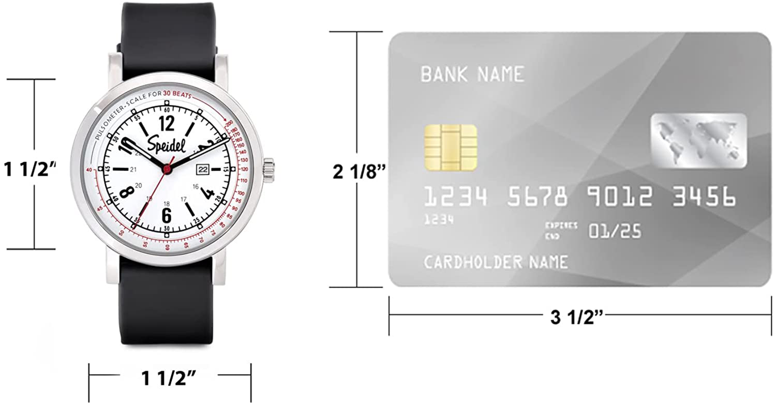 Speidel Scrub 30 Medical Watch - Pulsometer, Date Window, 24 Hour Marks, Second Hand, Luminous Hands